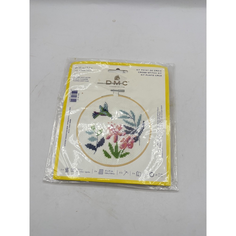 DMC Exotic Flowers Cross Stitch Kit Hoop 15cm 5.9in Multicolor Embroidery